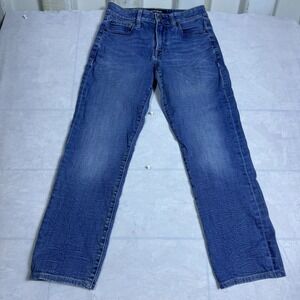 Express Mens Classic Straight Jeans Blue Denim Hyper Stretch Whisker Size 28x32